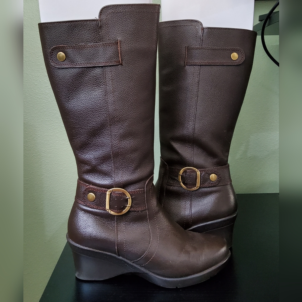 Women's Andrea Brown Leather Boots Size 8